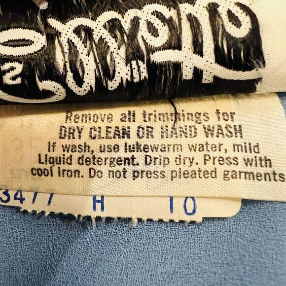 Vintage Miss Elliette Dress 10 Blue Chiffon Old Hollywood 60s Glam Modest - Picture 8 of 12